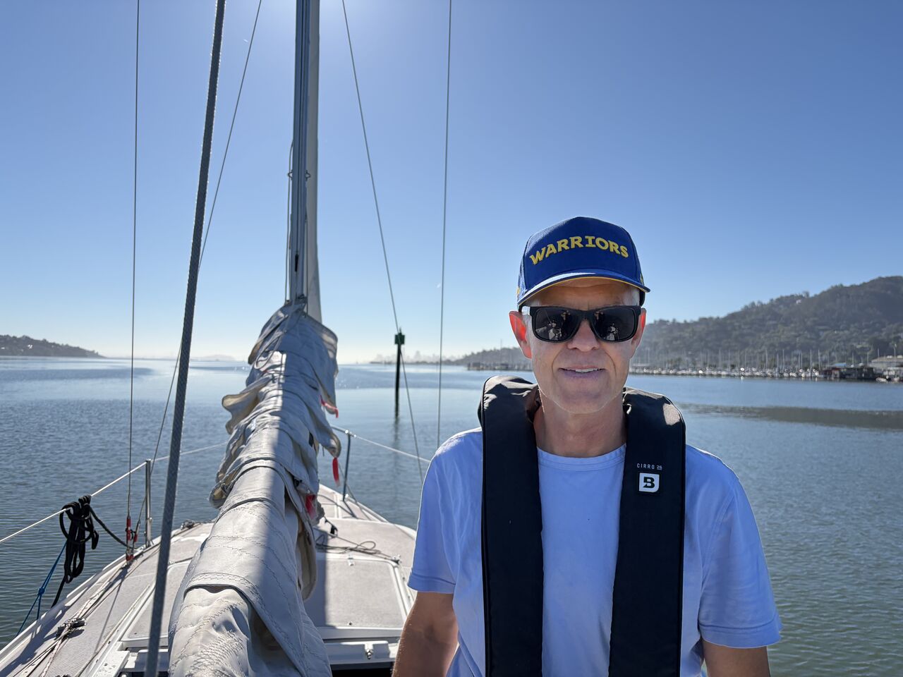 An Open Future Forum member sailing on the bay