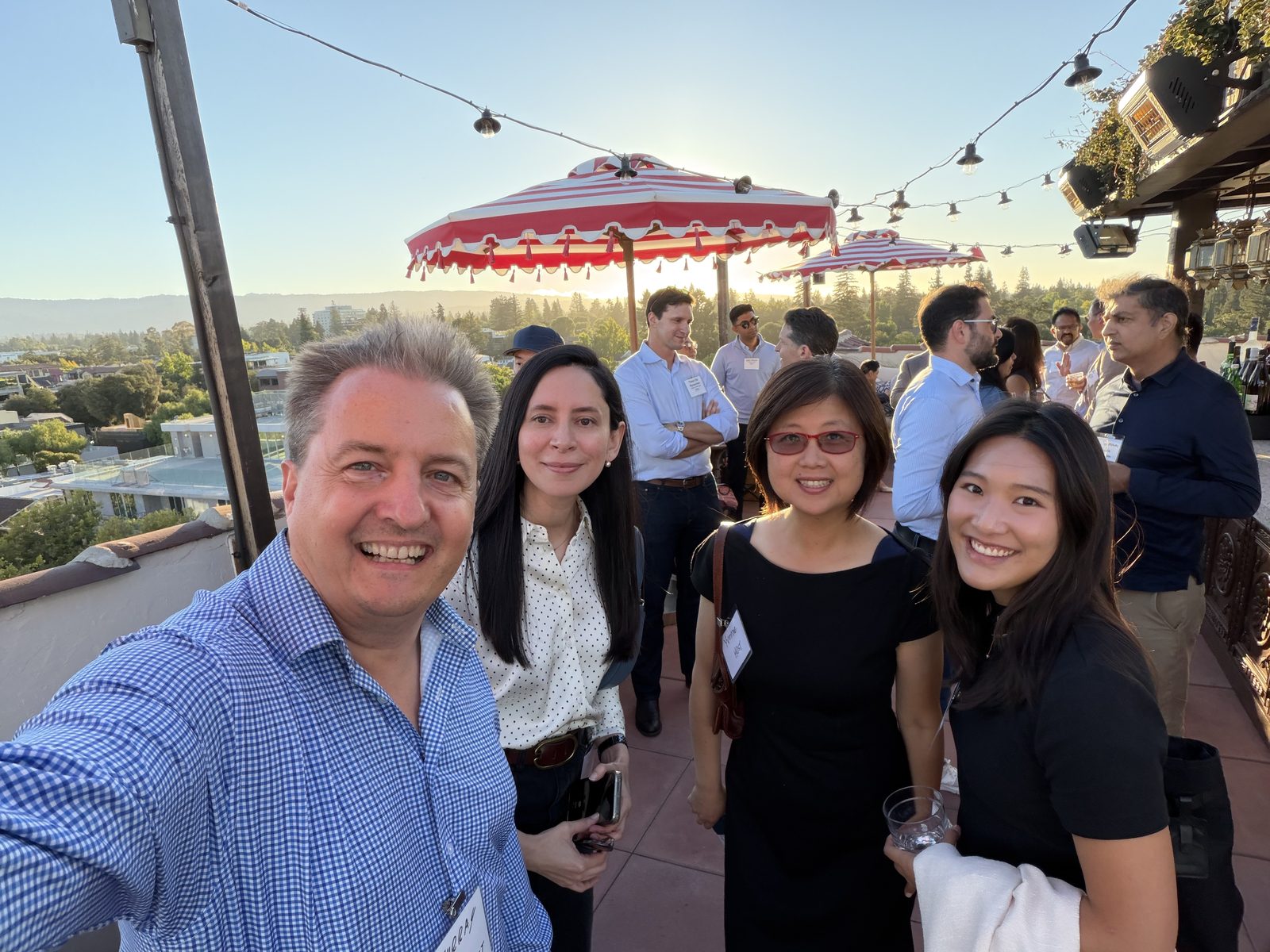 Open Future Forum members together at an evening mixer