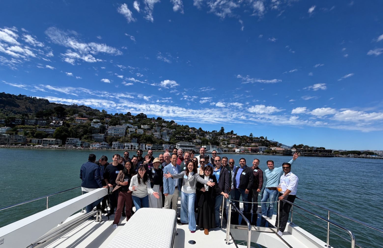 Open Future Forum members together on a boat
